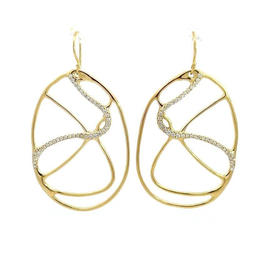 IPPOLITA DRIZZLE DIAMOND EARRINGS 18K YELLOW GOLD OVAL DANGLE: IPPOLITA DRIZZLE DIAMOND EARRINGS 18K YELLOW GOLD OVAL DANGLE IPPOLITA DRIZZLE DIAMOND EARRINGS 18K YELLOW GOLD OVAL DANGLE This eye-catching authentic pair of earrings are by Ippolita from the Drizzl