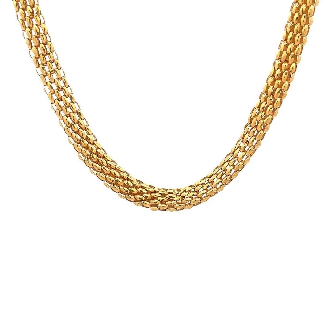 YELLOW GOLD 21K NECKLACE MESH FLAT CAGE LINK CHAIN (1 of 1)