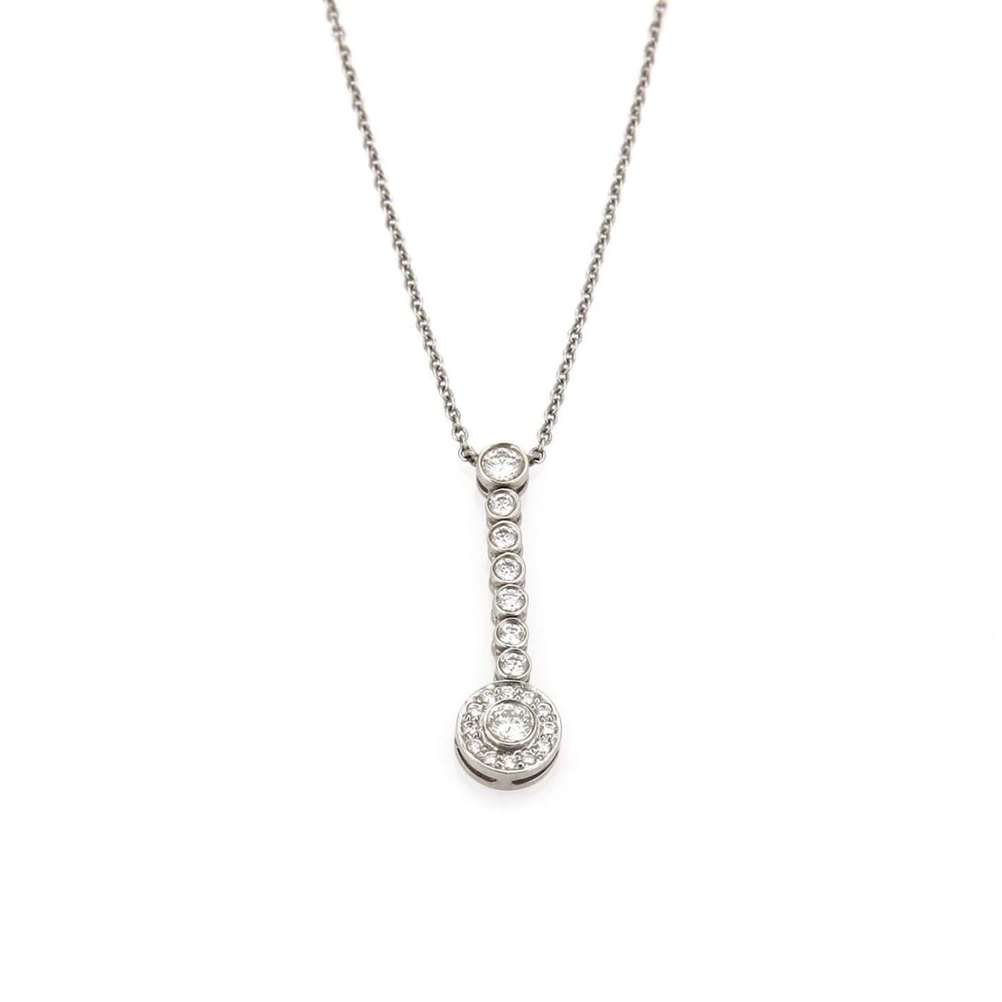 TIFFANY & CO. CIRCLET DIAMOND PLATINUM LONG PENDANT & CHAIN NECKLACE: TIFFANY & CO. CIRCLET DIAMOND PLATINUM LONG PENDANT & CHAIN NECKLACE TIFFANY & CO. CIRCLET DIAMOND PLATINUM LONG PENDANT & CHAIN NECKLACE Tiffany & Co. CIRCLET Diamond Platinum Long Pendant & Chain Ne