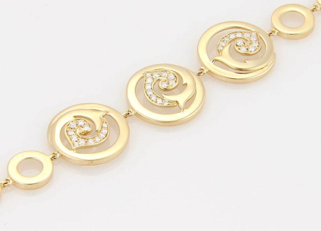 DIAMOND GOLD BRACELET 18K YELLOW ASSORTED STYLE CIRCULAR STYLE LINKS (1 of 2)