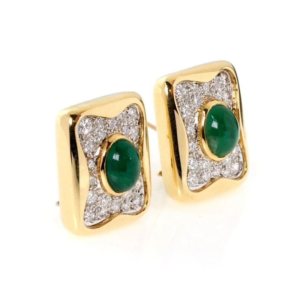 DIAMOND & GEMSTONE EARRINGS HUGGIE POST CLIP ESTATE: DIAMOND & GEMSTONE EARRINGS HUGGIE POST CLIP ESTATE DIAMOND & GEMSTONE EARRINGS HUGGIE POST CLIP ESTATE The product is a pair of luxurious diamond and gemstone earrings with a huggie style design. The