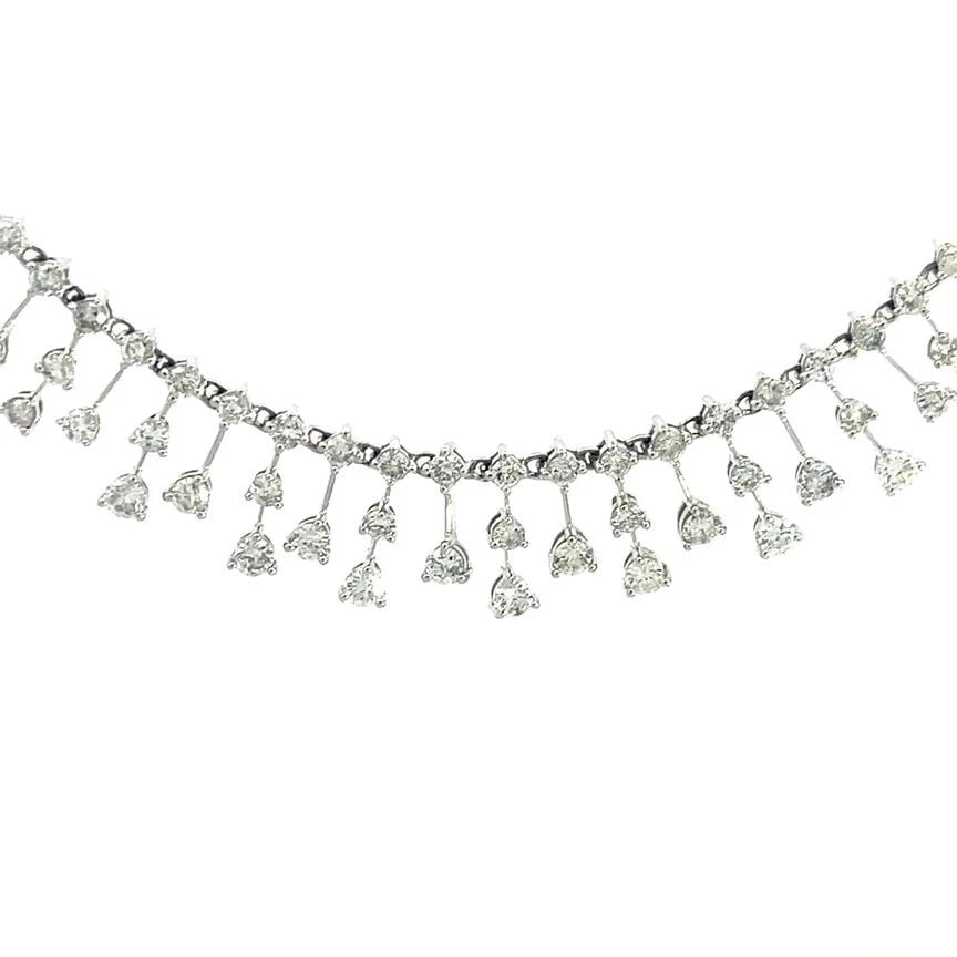 70289 DIAMOND GOLD CHOKER NECKLACE 3.5CT CASCADE 14K WHITE DOUBLE CHAIN: 70289 DIAMOND GOLD CHOKER NECKLACE 3.5CT CASCADE 14K WHITE DOUBLE CHAIN 70289 DIAMOND GOLD CHOKER NECKLACE 3.5CT CASCADE 14K WHITE DOUBLE CHAIN This lovely choker necklace is crafted from 14k white go