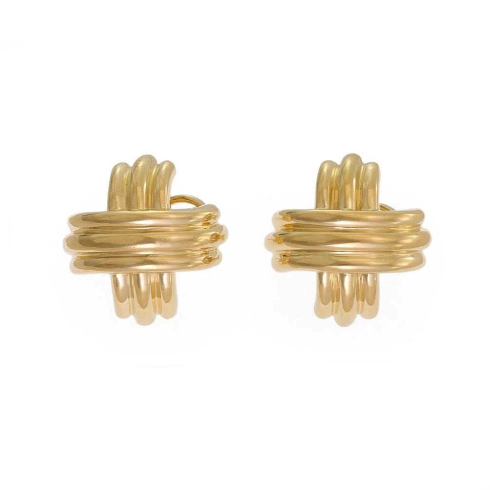 TIFFANY & CO. EARRINGS 18K YELLOW GOLD SIGNATURE X POST & CLIP: TIFFANY & CO. EARRINGS 18K YELLOW GOLD SIGNATURE X POST & CLIP The Tiffany & Co. Earrings in 18K Yellow Gold with Signature X design are a luxurious and elegant piece of fine jewelry. Made in Italy, t