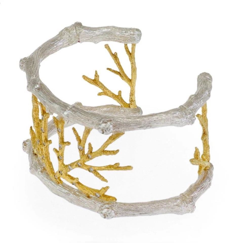 MICHAEL ARAM DIAMOND STERLING 18K YELLOW GOLD ENCHANTED FOREST CUFF BANGLE: MICHAEL ARAM DIAMOND STERLING 18K YELLOW GOLD ENCHANTED FOREST CUFF BANGLE MICHAEL ARAM DIAMOND STERLING 18K YELLOW GOLD ENCHANTED FOREST CUFF BANGLE Michael Aram Diamond Sterling 18k Yellow Gold Ench