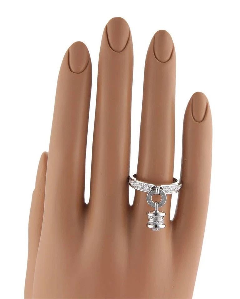 BVLGARI B ZERO.1 ELEMENT RING DIAMOND 18K WHITE GOLD DROP CHARM BAND: BVLGARI B ZERO.1 ELEMENT RING DIAMOND 18K WHITE GOLD DROP CHARM BAND BVLGARI B ZERO.1 ELEMENT RING DIAMOND 18K WHITE GOLD DROP CHARM BAND Bvlgari B Zero.1 Element Diamond 18k White Gold Drop Charm Ban