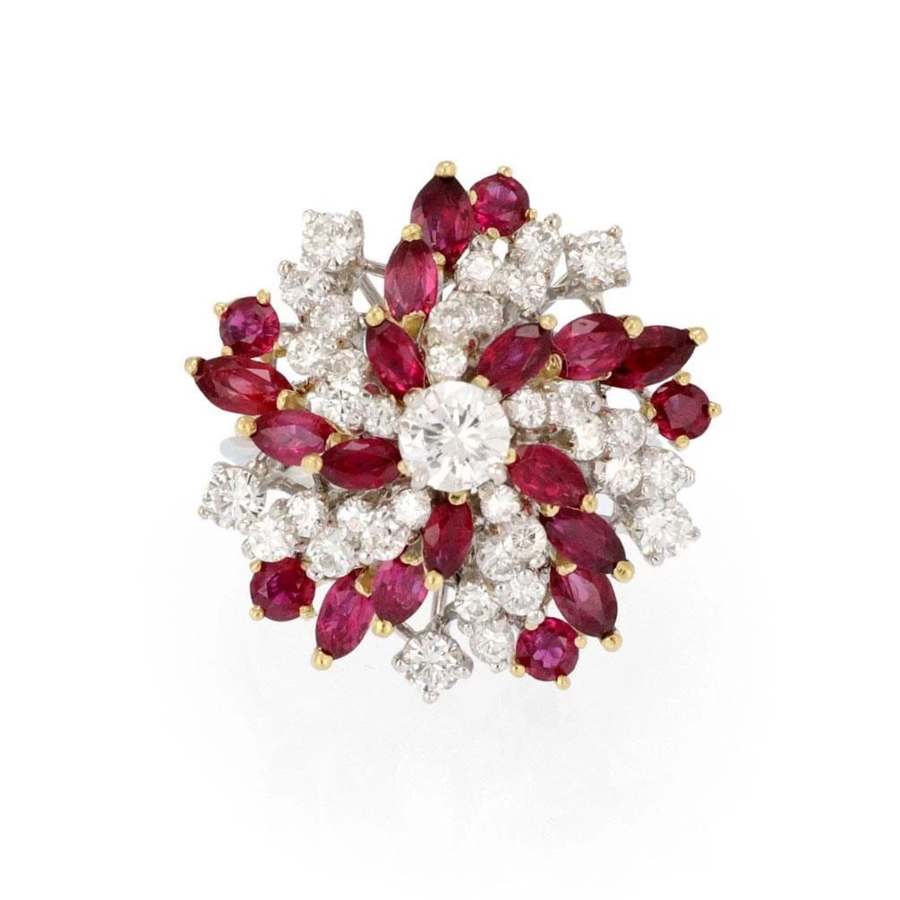 ESTATE DIAMOND RUBY RING 14K TWO TONE GOLD HAREM BAND SIZE 7.75 (1 of 1)