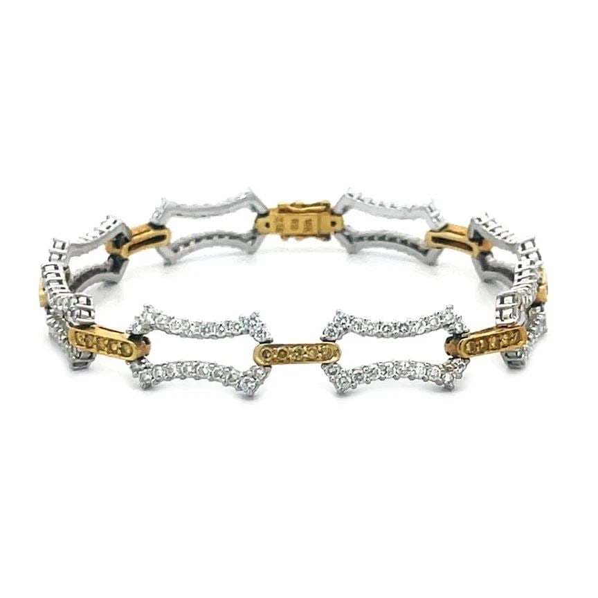SEIDENGANG DIAMOND GOLD BRACELET 18K TWO TONE FANCY LINK (1 of 2)