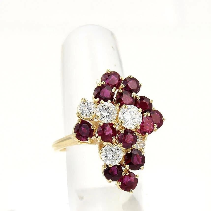 DIAMONDS GEMSTONE GOLD RING 18K YELLOW COCKTAIL STYLE (1 of 2)