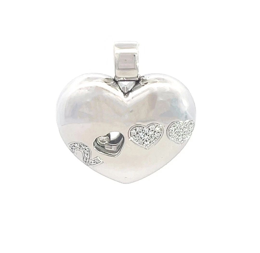 CHOPARD HAPPY DIAMONDS HEART PENDANT "2000" 18K WHITE GOLD PUFFED STYLE (1 of 2)