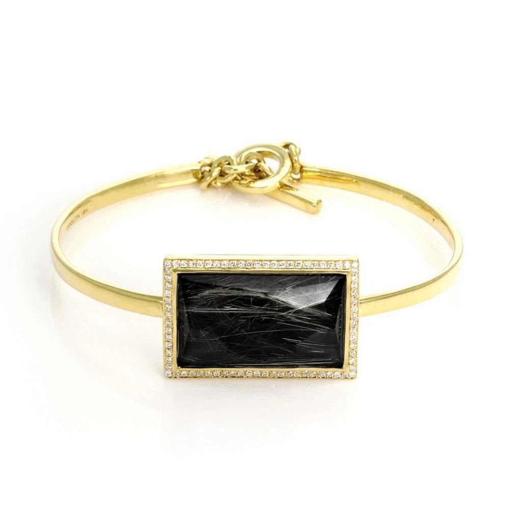 IPPOLITA DIAMOND RUTILATED HEMATITE 18K YELLOW GOLD TOGGLE BANGLE BRACELET (1 of 2)