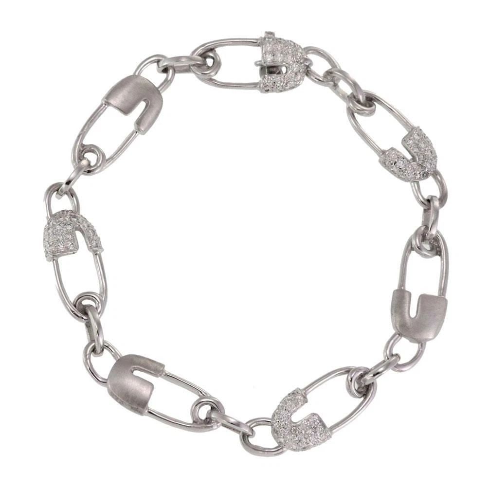 DIAMOND BRACELET 18K WHITE GOLD SAFETY PINS (1 of 2)