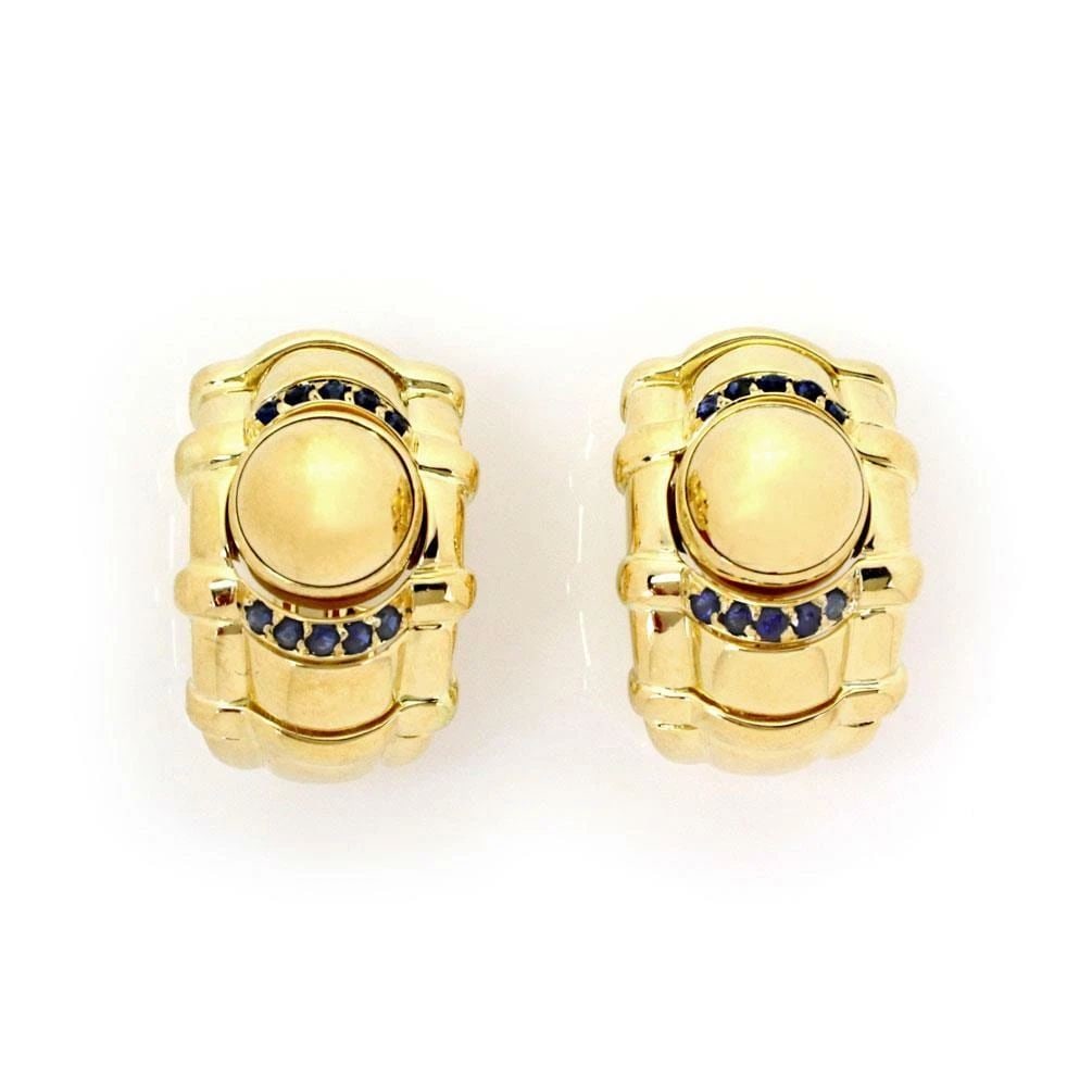 PIAGET SAPPHIRE 18K YELLOW GOLD MOVABLE BALL DOME POST CLIP EARRINGS: PIAGET SAPPHIRE 18K YELLOW GOLD MOVABLE BALL DOME POST CLIP EARRINGS PIAGET SAPPHIRE 18K YELLOW GOLD MOVABLE BALL DOME POST CLIP EARRINGS Piaget Sapphire 18k Yellow Gold Movable Ball Dome Post Clip Ea