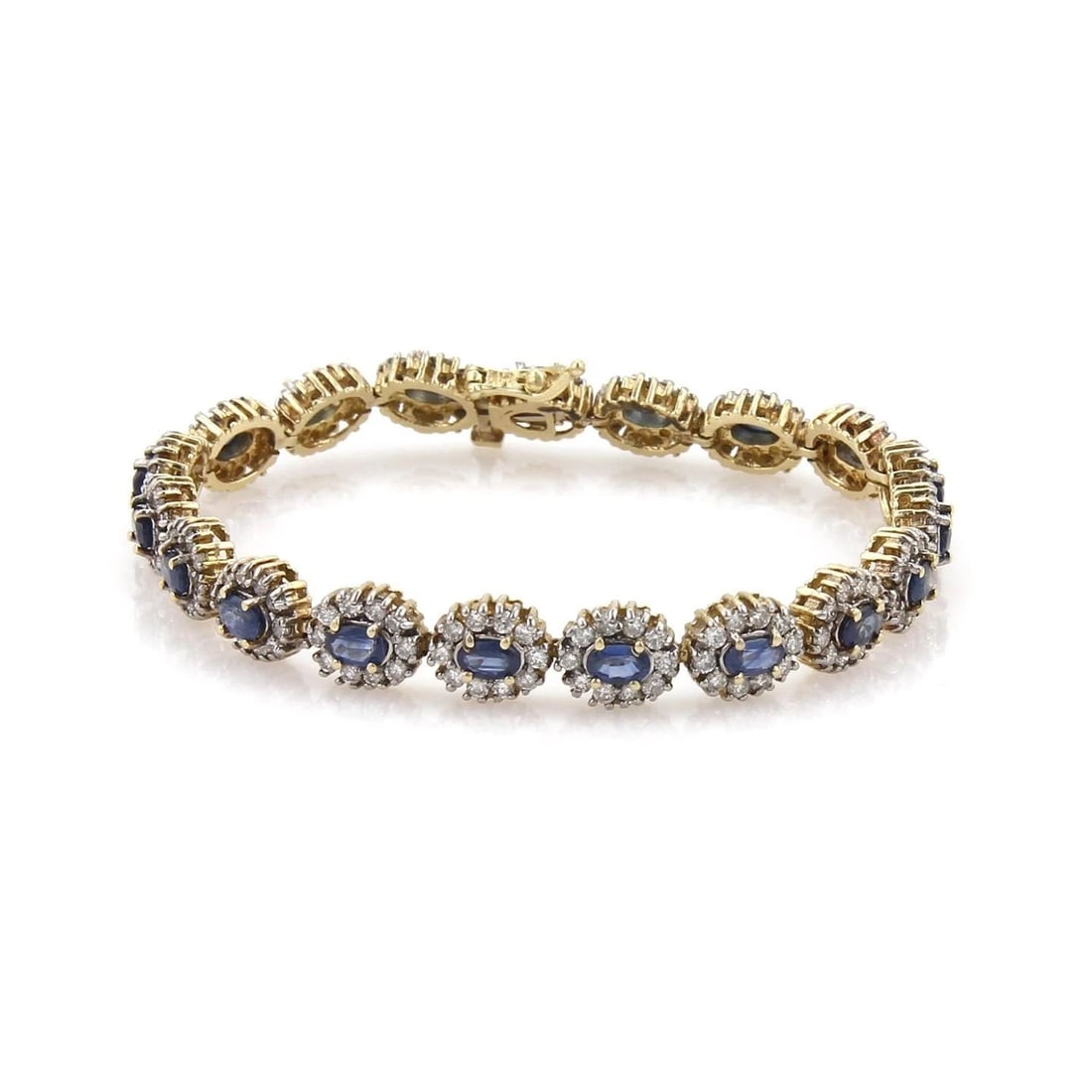 DIAMOND GOLD BRACELET 14K YELLOW OVAL HALO FLORAL LINK (1 of 2)