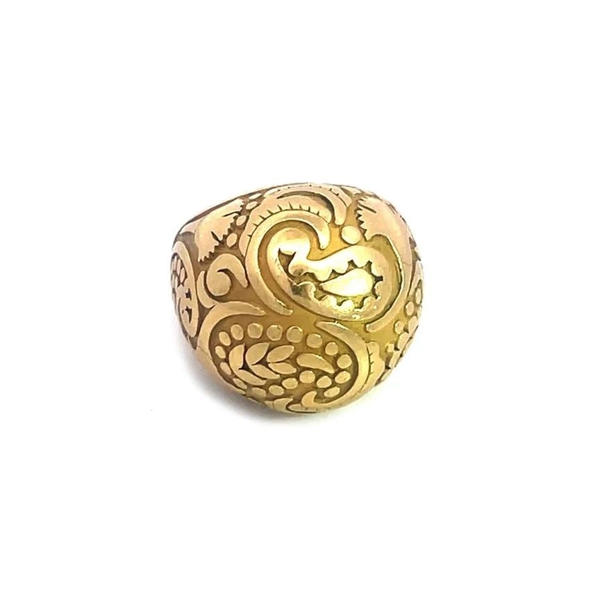 CARRERA Y CARRERA AQUA GOLD RING 18K YELLOW PAISLEY DESIGN DOME STYLE (1 of 2)