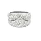 DAMIANI DIAMOND GOLD RING 18K WHITE PAVE SET 2 ROW STACK STYLE (1 of 2)