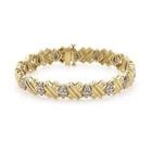 DIAMOND BRACELET 14K TWO TONE GOLD X LINK VINTAGE (1 of 2)