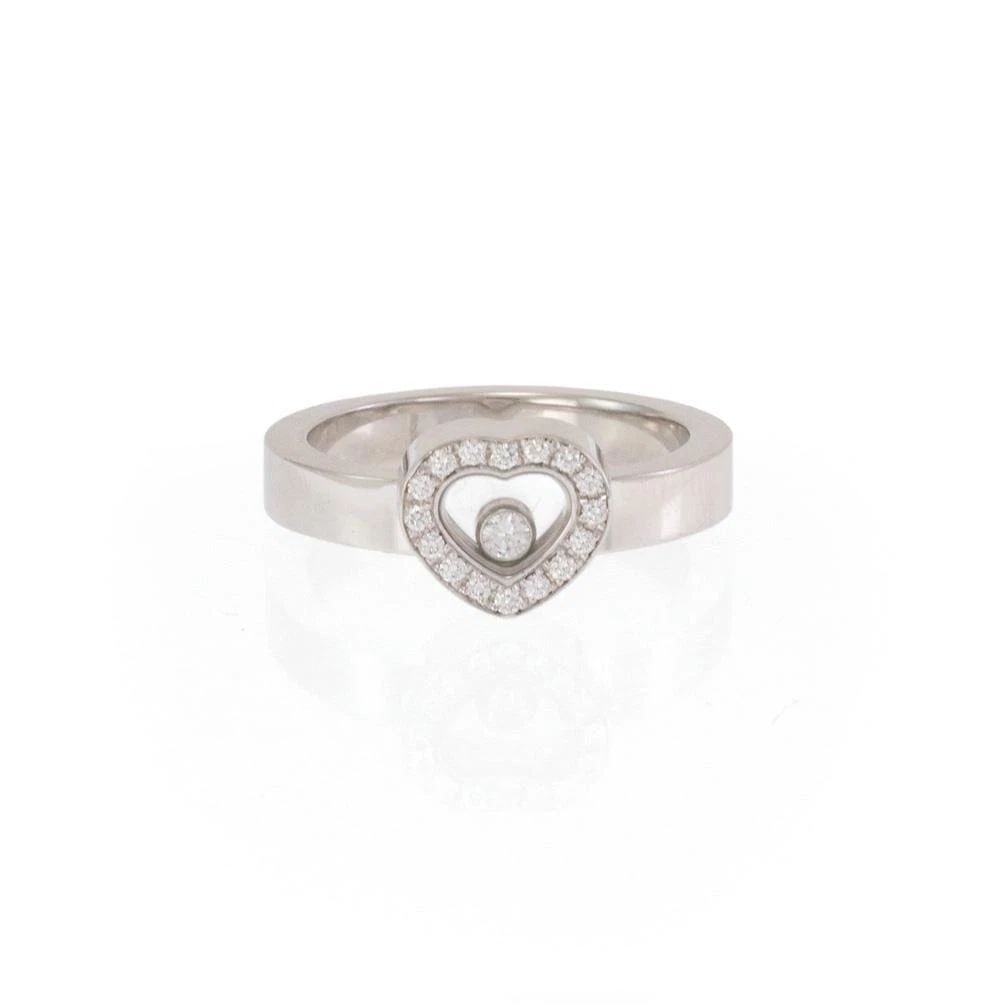 CHOPARD RING HAPPY DIAMONDS 18K WHITE GOLD HEART SIZE 6.75 (1 of 2)
