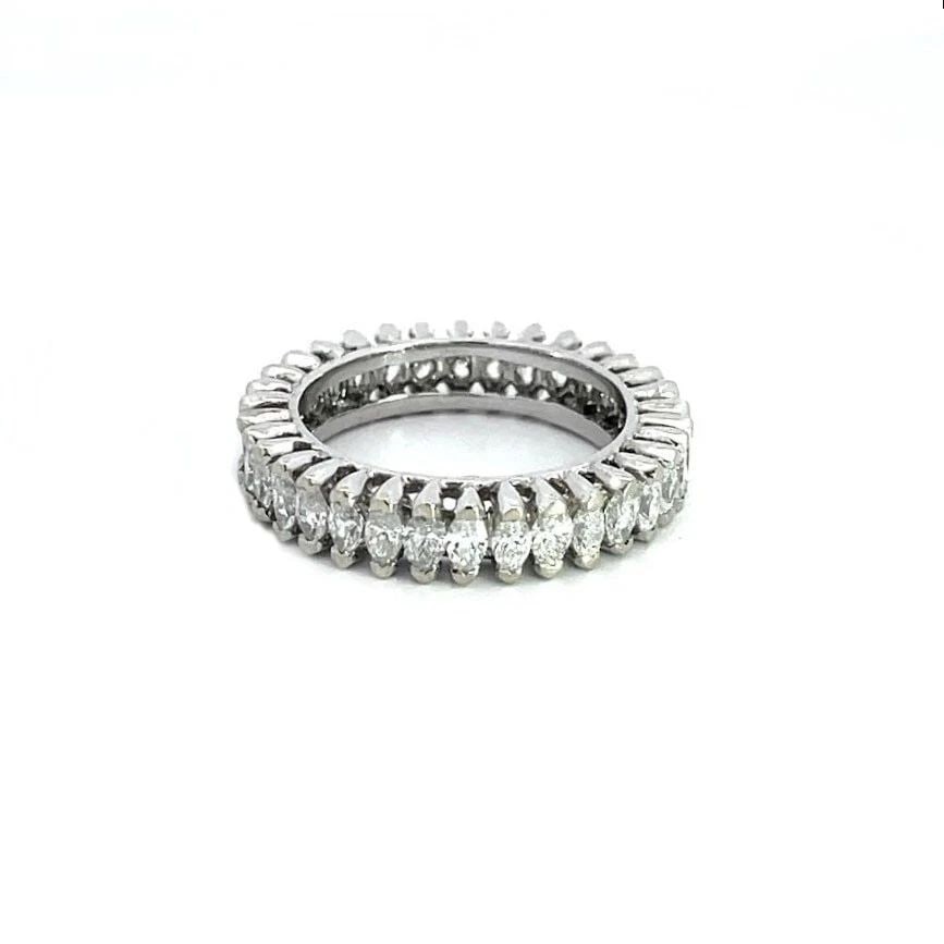 DIAMOND 14K WHITE GOLD 2.30CT MARQUISE CUT FULL CIRCLE ETERNITY BAND RING (1 of 2)