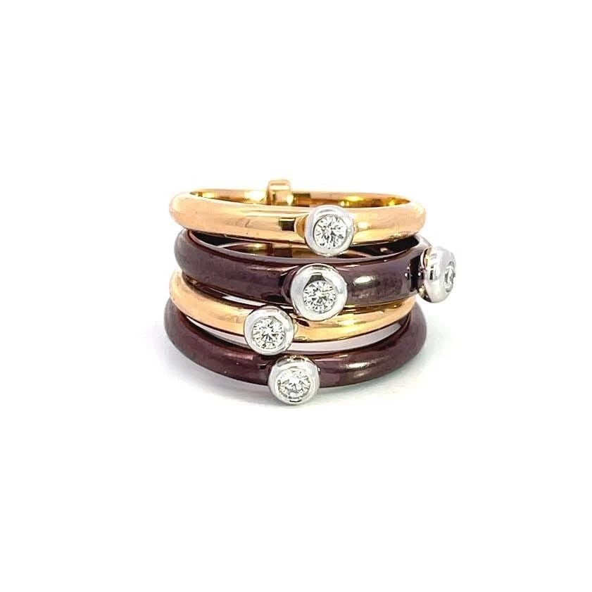 MATTIOLI TIBET STACK RINGS 18K MULTICOLOR GOLD 4 RINGS (1 of 2)