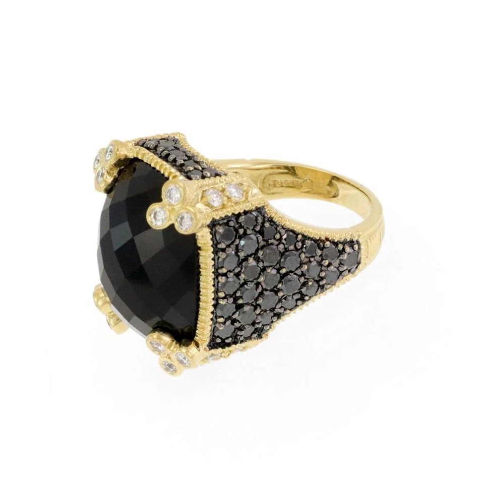 JUDITH RIPKA BLACK WHITE DIAMOND COLORED GEMSTONE 18K GOLD RING SIZE 5: JUDITH RIPKA BLACK WHITE DIAMOND COLORED GEMSTONE 18K GOLD RING SIZE 5 JUDITH RIPKA BLACK WHITE DIAMOND COLORED GEMSTONE 18K GOLD RING SIZE 5 Judith Ripka Black White Diamond Colored Gemstone 18k Gold