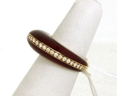 ALESSANDRO FANFANI GOLD DIAMOND RING ENAMEL 18K YELLOW DOME BAND (1 of 1)