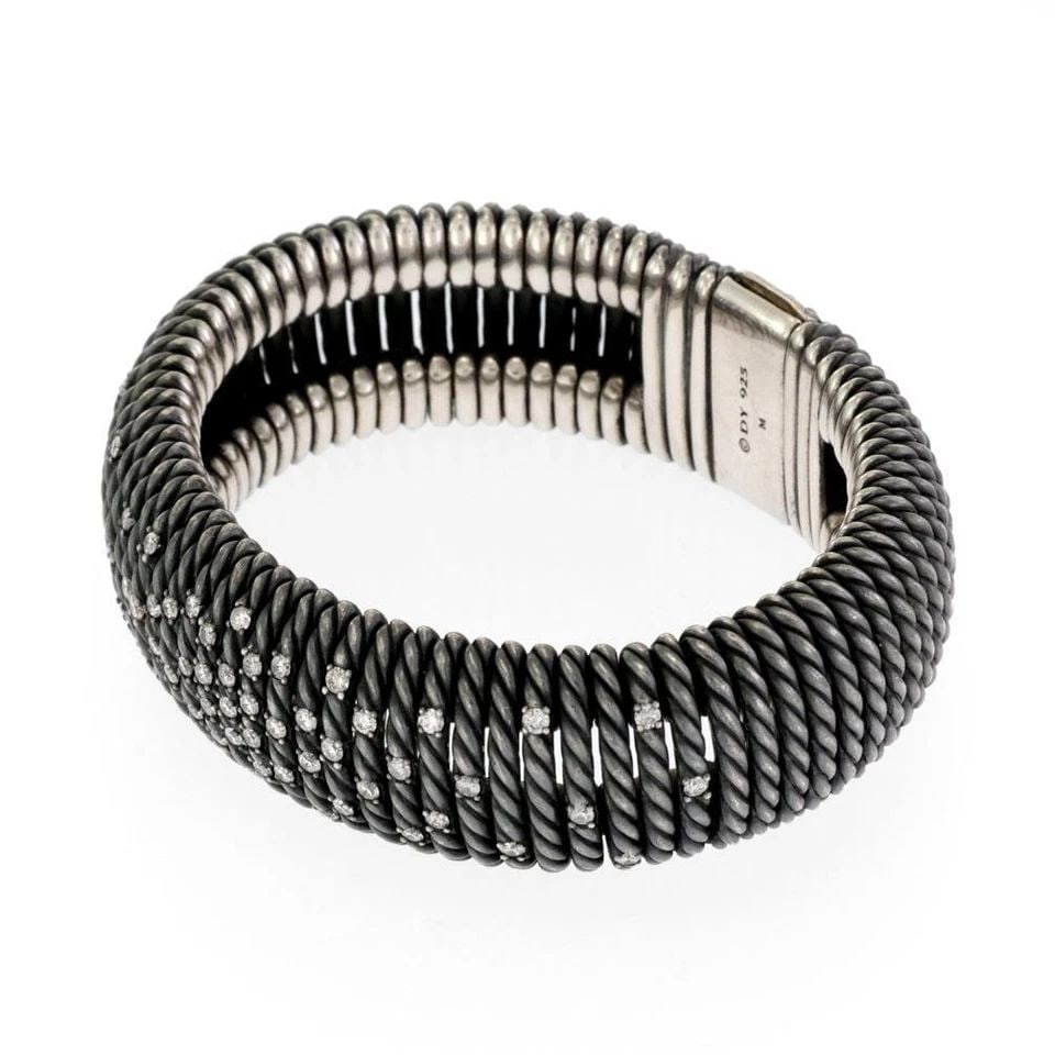DAVID YURMAN FLEX BRACELET 1.70CT DIAMOND DARKENED STERLING SILVER TEMPO STYLE: DAVID YURMAN FLEX BRACELET 1.70CT DIAMOND DARKENED STERLING SILVER TEMPO STYLE DAVID YURMAN FLEX BRACELET 1.70CT DIAMOND DARKENED STERLING SILVER TEMPO STYLE David Yurman 1.50ct Diamond Darkened Sterl