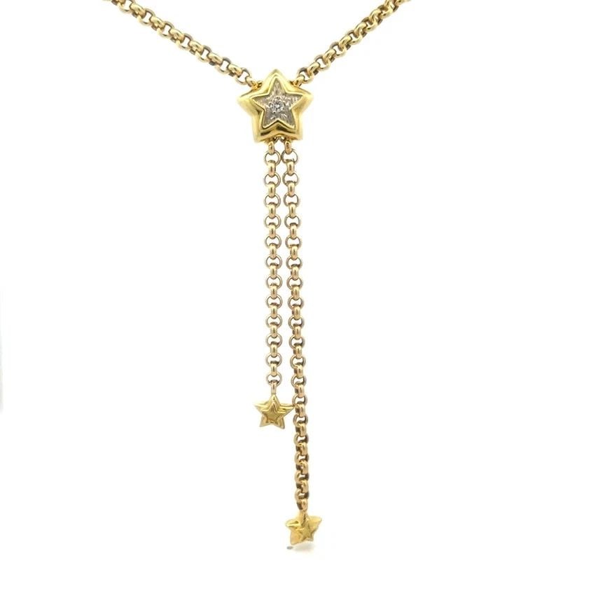 UNOAERRE GOLD DIAMOND NECKLACE 18K YELLOW ROLO LINK STAR TASSEL PENDANT: UNOAERRE GOLD DIAMOND NECKLACE 18K YELLOW ROLO LINK STAR TASSEL PENDANT UNOAERRE GOLD DIAMOND NECKLACE 18K YELLOW ROLO LINK STAR TASSEL PENDANT This eye-catching long necklace is a stunning piece of f