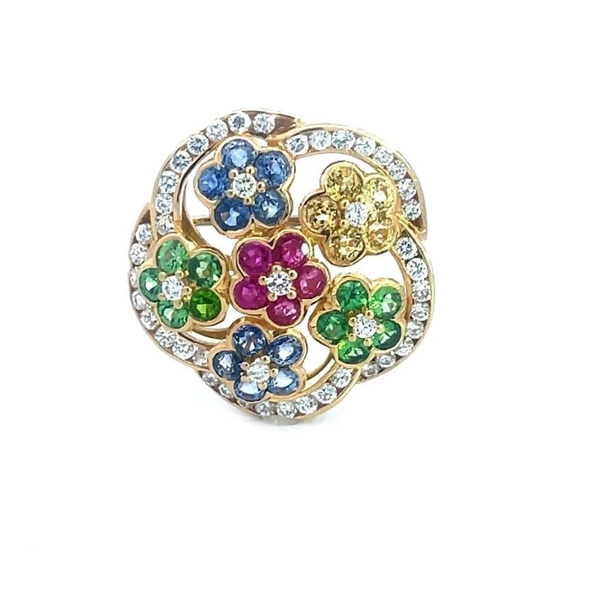 KUTCHINSKY DIAMOND GOLD BROOCH 18K YELLOW GEMSTONE FLORAL STYLE: KUTCHINSKY DIAMOND GOLD BROOCH 18K YELLOW GEMSTONE FLORAL STYLE KUTCHINSKY DIAMOND GOLD BROOCH 18K YELLOW GEMSTONE FLORAL STYLE The Kutchinsky Diamond Gold Brooch is a stunning piece of fine jewelry f