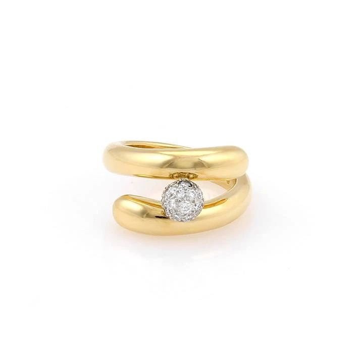 TIFFANY & CO. DIAMOND GOLD RING PLATINUM 18K YELLOW PAVE SET BYPASS RING (1 of 1)