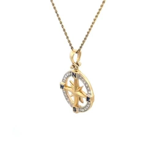 REYES DEL MAR DIAMOND GOLD PENDANT NAUTICAL COMPASS ENAMEL 14K NECKLACE: REYES DEL MAR DIAMOND GOLD PENDANT NAUTICAL COMPASS ENAMEL 14K NECKLACE REYES DEL MAR DIAMOND GOLD PENDANT NAUTICAL COMPASS ENAMEL 14K NECKLACE This pendant is perfect for nautical lovers, from Reyes 