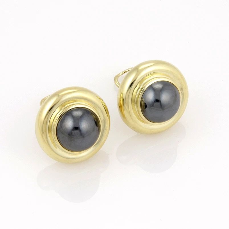 TIFFANY & CO. PICASSO GOLD EARRINGS 18K YELLOW HEMATITE ROUND CLIP ON STYLE (1 of 2)