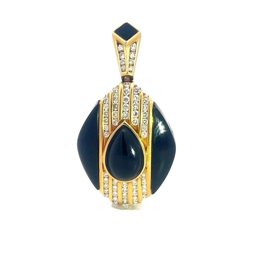 LA TRIOMPHE DIAMOND ONYX GOLD PENDANT 18K YELLOW (1 of 2)