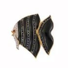 DIAMOND GEMSTONE ONYX BROOCH 18K GOLD FISH DESIGN (1 of 1)