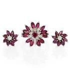 EARRINGS & RING SET DIAMOND GEMSTONE 18K WHITE GOLD FLORAL (1 of 2)