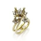 DIAMOND GOLD RING 14K TWO TONE MOVEABLE CHANDELIER STYLE VINTAGE SIZE-6.5 (1 of 2)