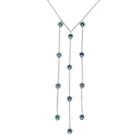 GUCCI BLUE TOPAZ TRIPLE STRAND LONG DANGLE PENDANT 18K WHITE GOLD NECKLACE (1 of 1)