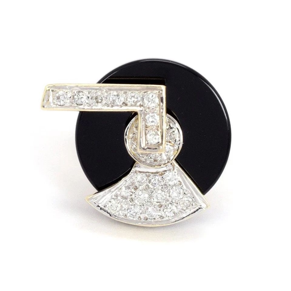 18KTWO TONE GOLD DIAMOND & ONYX FANCY SPINNER RING SIZE - 7: 18KTWO TONE GOLD DIAMOND & ONYX FANCY SPINNER RING SIZE - 7 18KTWO TONE GOLD DIAMOND & ONYX FANCY SPINNER RING SIZE - 7 18kTwo Tone Gold Diamond & Onyx Fancy Spinner Ring Size - 7 Description This is 
