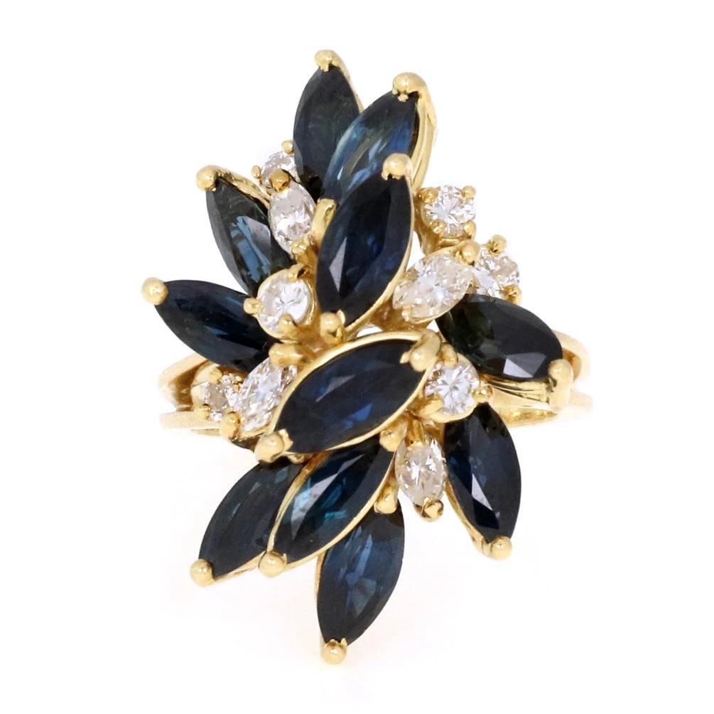 ESTATE 7.00CT DIAMOND & SAPPHIRE 18K YELLOW GOLD CLUSTER RING SIZE 7.5 (1 of 1)