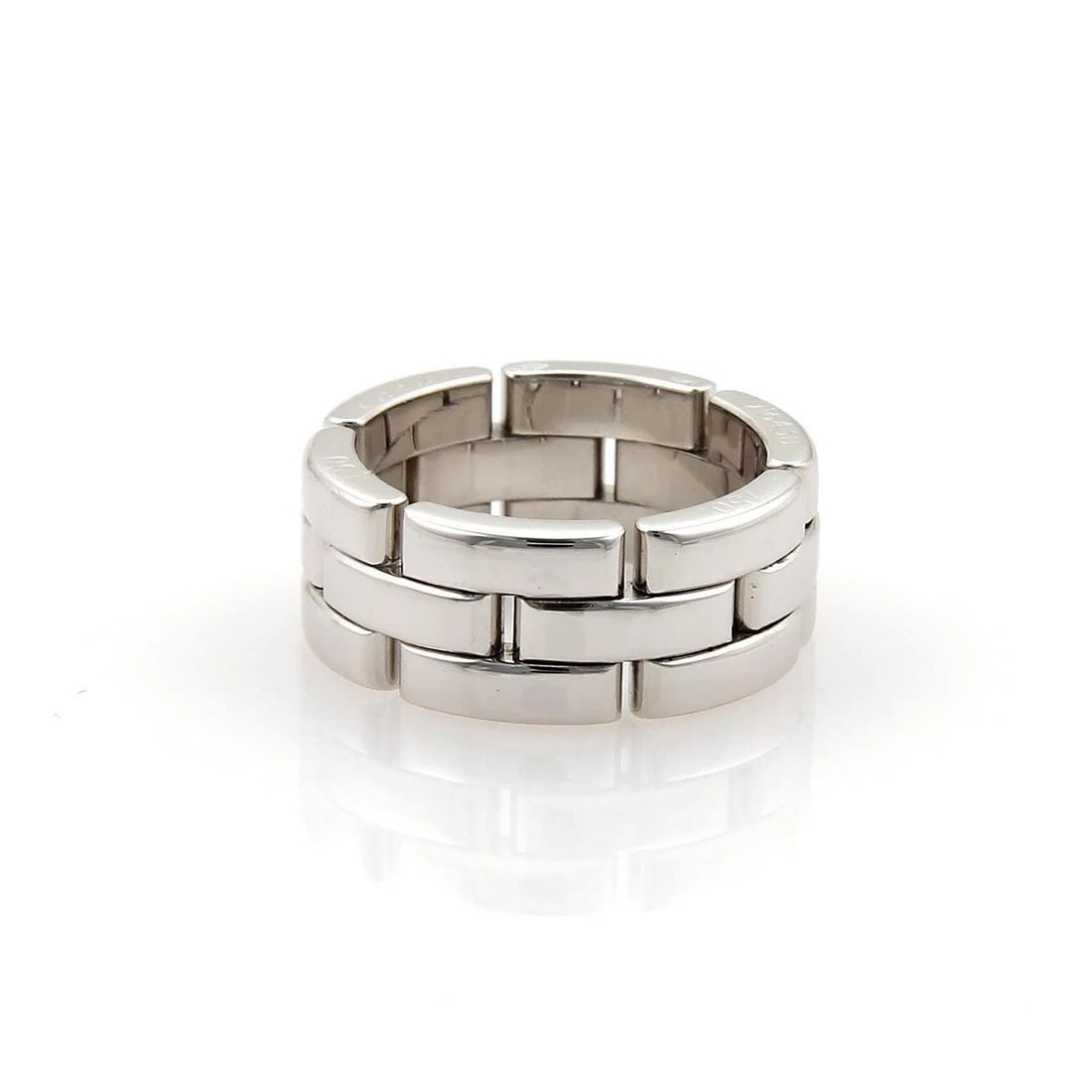 CARTIER MAILLON PANTHERE GOLD RING 18KT WHITE BAND 3 ROWS SIZE 5 WITH PAPER (1 of 2)