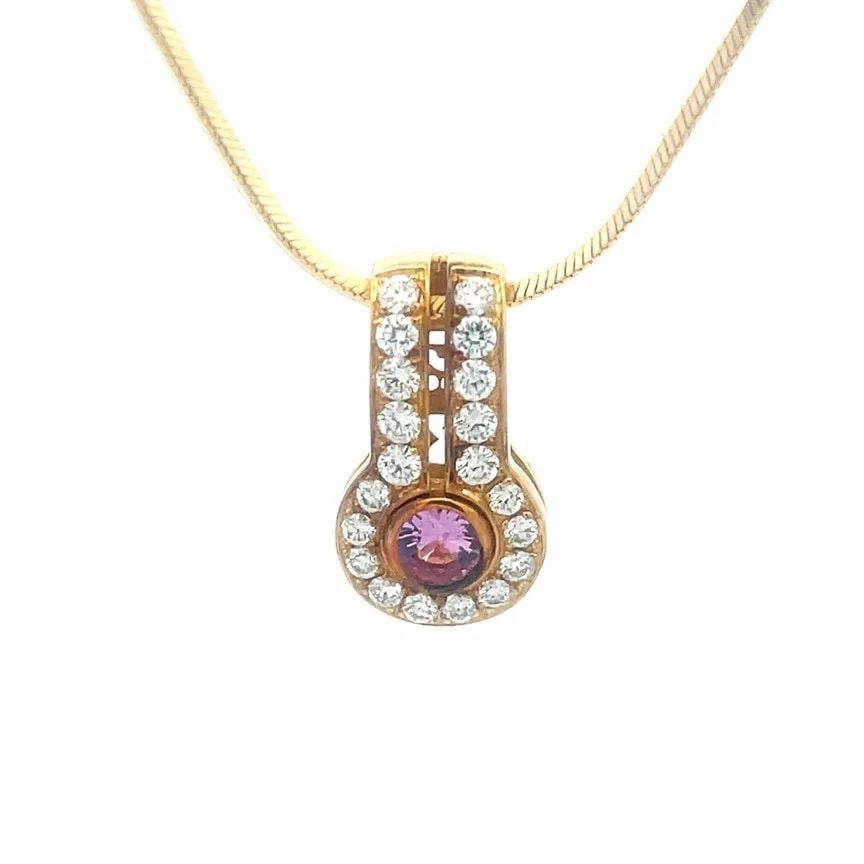 DI MODOLO DIAMOND GOLD SLIDE PENDANT 8K YELLOW GEMSTONE SNAKE CHAIN (1 of 2)