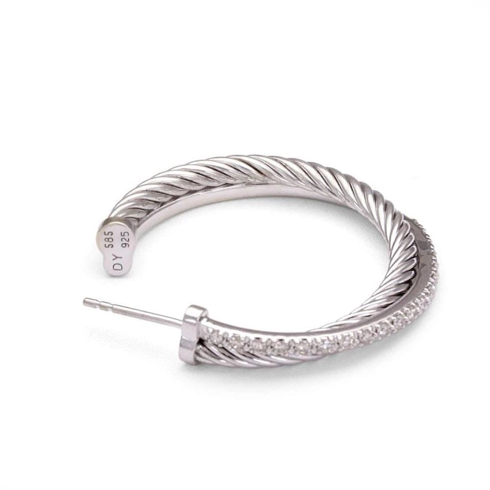 DAVID YURMAN HOOP EARRINGS DOUBLE CROSSOVER DIAMOND STERLING SILVER 14K GOLD: DAVID YURMAN HOOP EARRINGS DOUBLE CROSSOVER DIAMOND STERLING SILVER 14K GOLD DAVID YURMAN HOOP EARRINGS DOUBLE CROSSOVER DIAMOND STERLING SILVER 14K GOLD David Yurman Diamond Sterling 14k Yellow Gold 