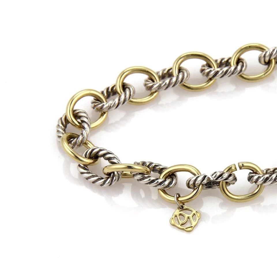 DAVID YURMAN SILVER GOLD BRACELET 18K YELLOW CABLE WIRE LINK: DAVID YURMAN SILVER GOLD BRACELET 18K YELLOW CABLE WIRE LINK DAVID YURMAN SILVER GOLD BRACELET 18K YELLOW CABLE WIRE LINK 0