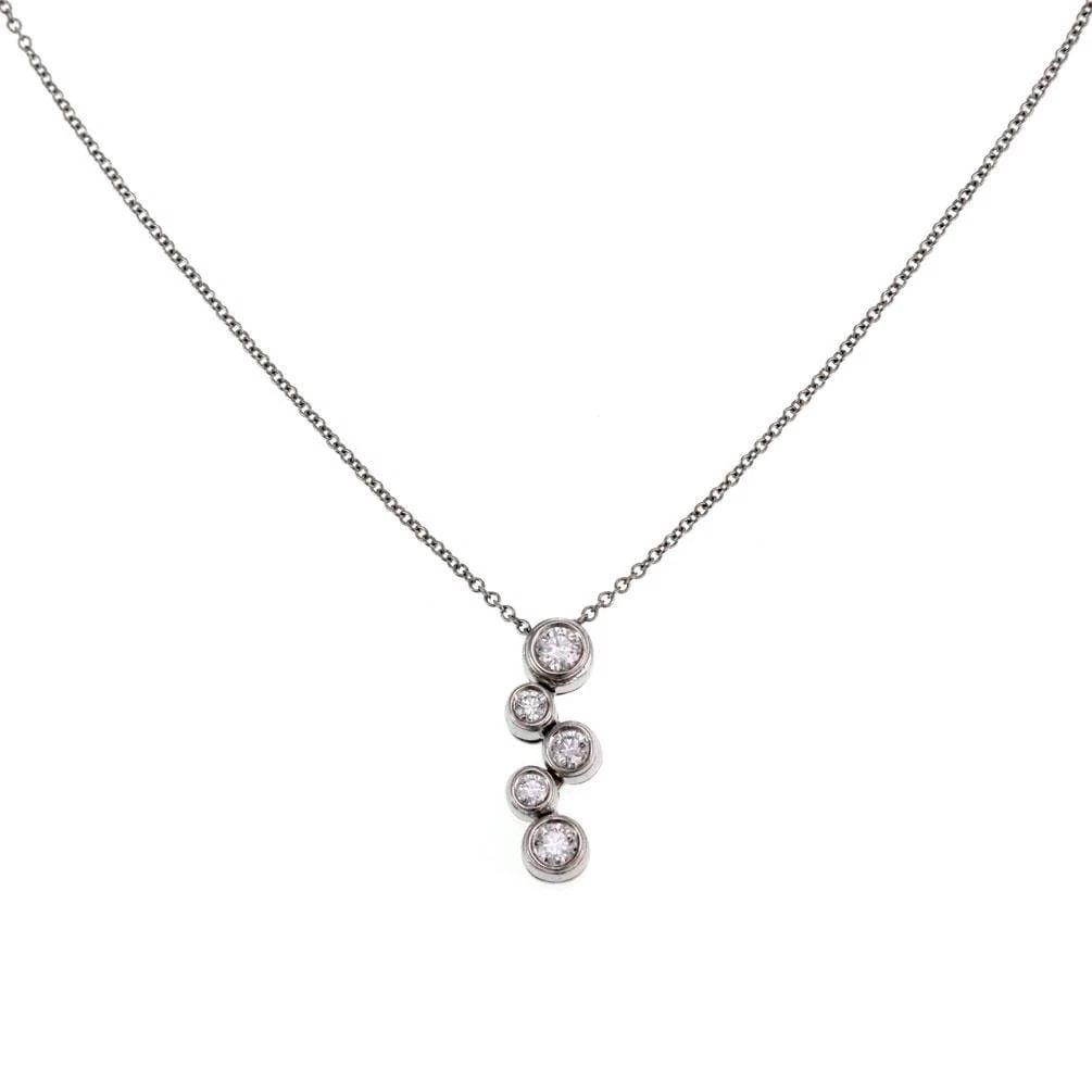 TIFFANY & CO. JAZZ NECKLACE DIAMOND PLATINUM PENDANT & CHAIN: TIFFANY & CO. JAZZ NECKLACE DIAMOND PLATINUM PENDANT & CHAIN TIFFANY & CO. JAZZ NECKLACE DIAMOND PLATINUM PENDANT & CHAIN The Tiffany & Co. Jazz Necklace features a stunning platinum pendant with 5 wh