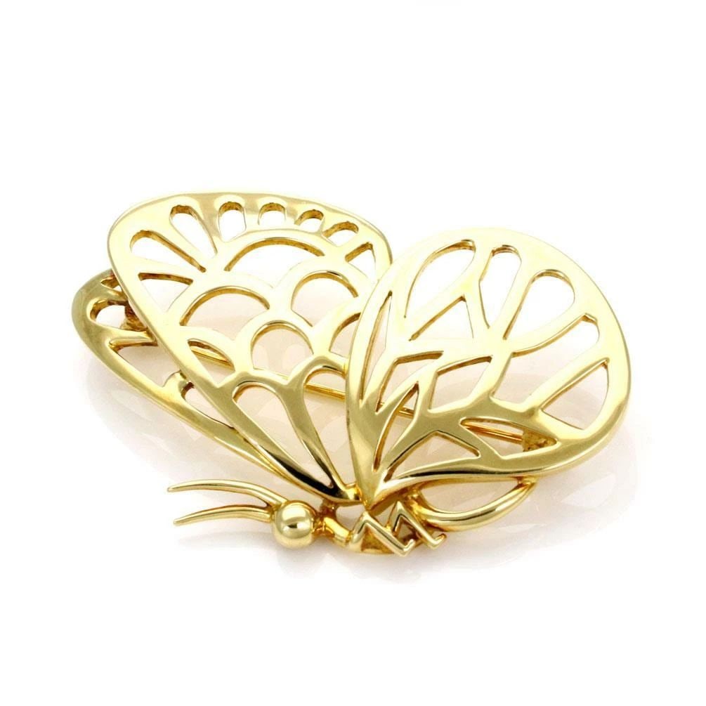 TIFFANY & CO. BROOCH/PIN BUTTERFLY VINTAGE 18K YELLOW GOLD OPEN DESIGN: TIFFANY & CO. BROOCH/PIN BUTTERFLY VINTAGE 18K YELLOW GOLD OPEN DESIGN TIFFANY & CO. BROOCH/PIN BUTTERFLY VINTAGE 18K YELLOW GOLD OPEN DESIGN The Tiffany & Co. Vintage 18k Yellow Gold Butterfly Brooch