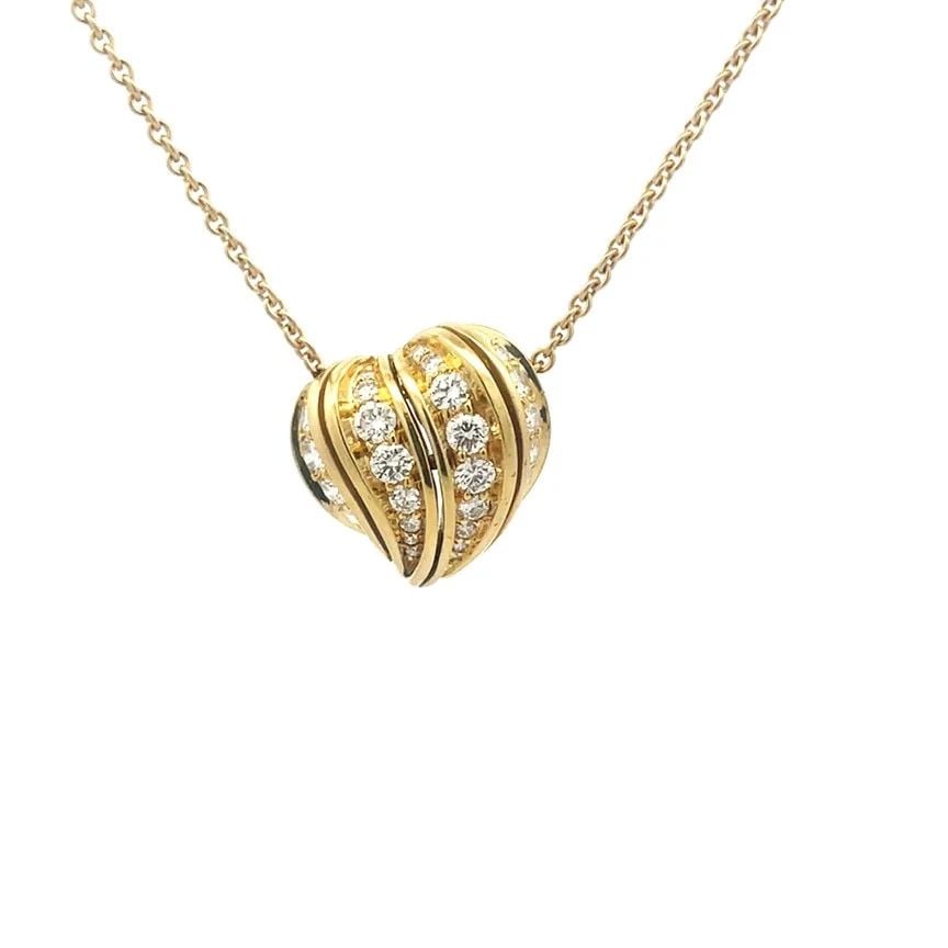 KURT WAYNE DIAMOND GOLD NECKLACE 18K YELLOW HEART SHELL PENDANT STYLE (1 of 1)