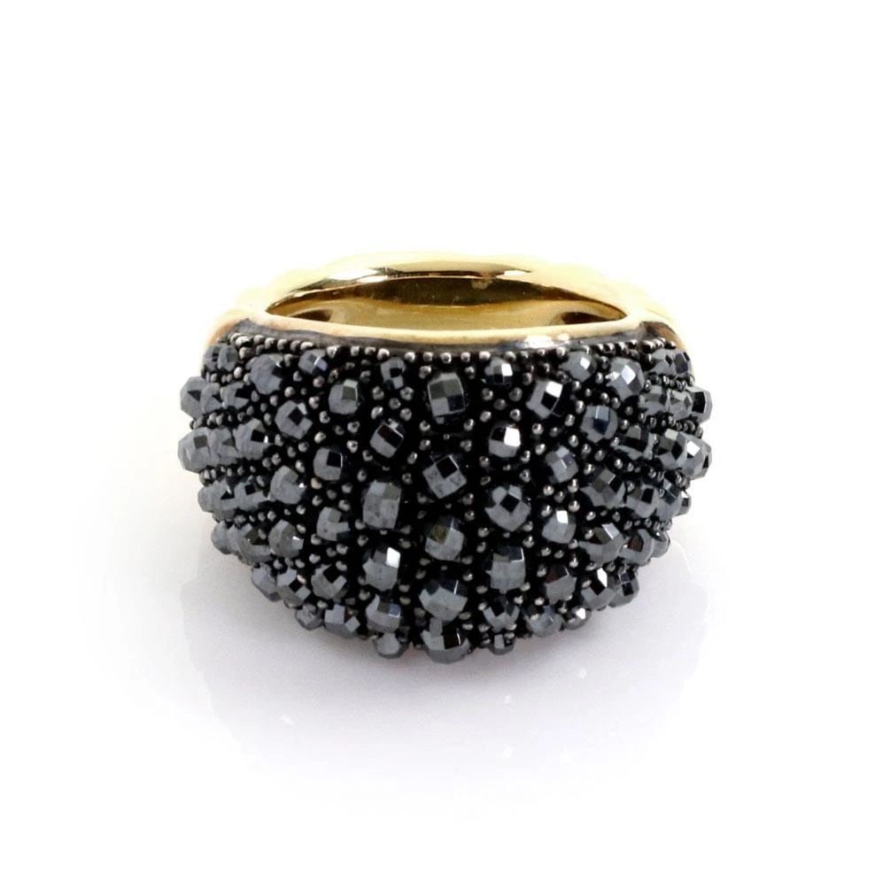 DAVID YURMAN OSETRA RING HEMATITE 18K GOLD STERLING SILVER BEADED DOME BAND: DAVID YURMAN OSETRA RING HEMATITE 18K GOLD STERLING SILVER BEADED DOME BAND DAVID YURMAN OSETRA RING HEMATITE 18K GOLD STERLING SILVER BEADED DOME BAND David Yurman Osetra Hematite 18k Gold 925 Silver