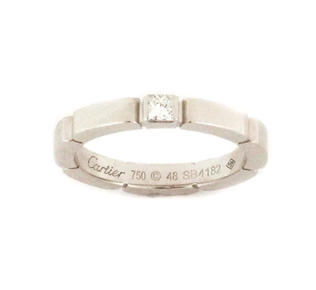 CARTIER MAILLON DIAMOND PANTHERE 18K WGOLD BAND RING SIZE 48-US 4.5 CERT: CARTIER MAILLON DIAMOND PANTHERE 18K WGOLD BAND RING SIZE 48-US 4.5 CERT CARTIER MAILLON DIAMOND PANTHERE 18K WGOLD BAND RING SIZE 48-US 4.5 CERT Cartier Maillon Diamond Panthere 18k WGold Band Ring S
