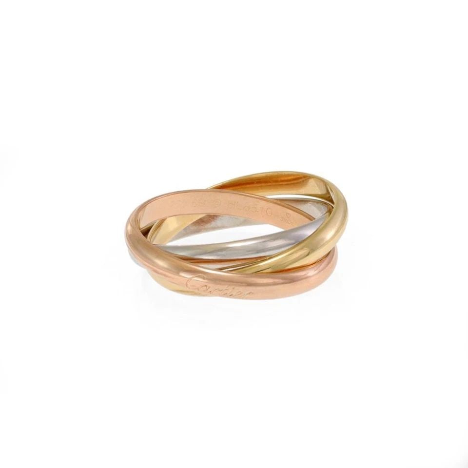 CARTIER TRINITY 18K TRICOLOR GOLD 4MM ROLLING BAND RING SIZE 69-US 12.5: CARTIER TRINITY 18K TRICOLOR GOLD 4MM ROLLING BAND RING SIZE 69-US 12.5 CARTIER TRINITY 18K TRICOLOR GOLD 4MM ROLLING BAND RING SIZE 69-US 12.5 Cartier Trinity 18k Tricolor Gold 4mm Rolling Band Ring 