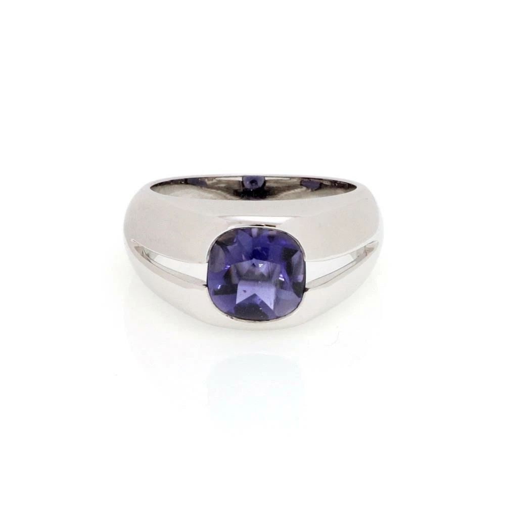 TIFFANY & CO. SOLITAIRE RING IOLITE 18K WHITE GOLD CUSHION SHAPE (1 of 2)
