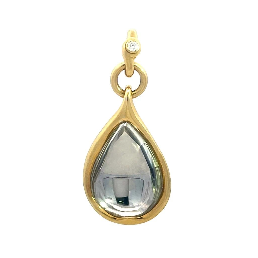 H.STERN GOLD PENDANT "LOVE HARMONY TRUTH" DIAMOND & GEM 18K TEARDROP STYLE (1 of 2)